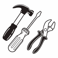 Tools Line Icon Coloring Page.