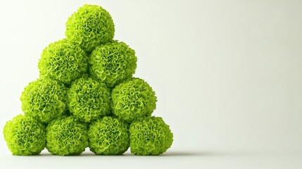 Isolated on white background a stack of lettuce heads arranged in a pyramid form emphasizing freshness Stock Photo with side copy space
