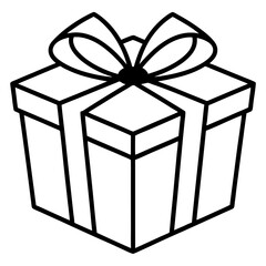 Gift Box Line Icon Coloring Page: Fun and Festive Activity for Kids.