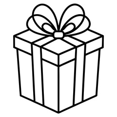 Gift Box Line Icon Coloring Page: Fun and Festive Activity for Kids.