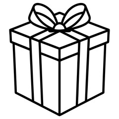 Gift Box Line Icon Coloring Page: Fun and Festive Activity for Kids.