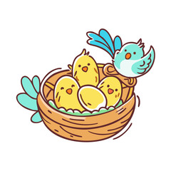 bird nest with chicks icon, bird nest with chicks vector illustration-simple illustration of bird nest with chicks, perfect for bird nest with chicks logos and themed design 