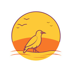 bird silhouette at sunset icon, bird silhouette at sunset vector illustration-simple illustration of bird silhouette at sunset, perfect for bird silhouette at sunset logos and themed design 