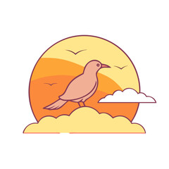 bird silhouette at sunset icon, bird silhouette at sunset vector illustration-simple illustration of bird silhouette at sunset, perfect for bird silhouette at sunset logos and themed design 