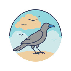 bird silhouette with sky background icon