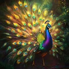 Magnificent Peacock Displaying Vibrant Feathers