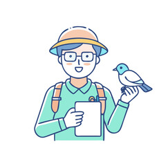 birdwatcher with notebook icon, birdwatcher with notebook vector illustration-simple illustration of birdwatcher with notebook, perfect for birdwatcher with notebook logos and themed design 