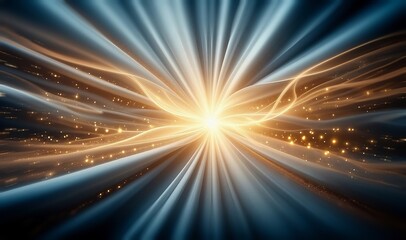 Obraz premium Gold glittering wave. Abstract glow art background. Golden background. Golden light, sun rays, gold flare. Light flashes. Golden shining light effect. Bright sparkles with stars and sparkles.