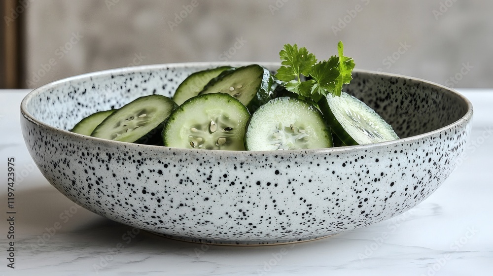 Poster isolated on white background a pile of cucumbers in a simple ceramic bowl highlighting their natural