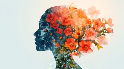 Floral silhouette art celebrating nature graphic design tranquil setting