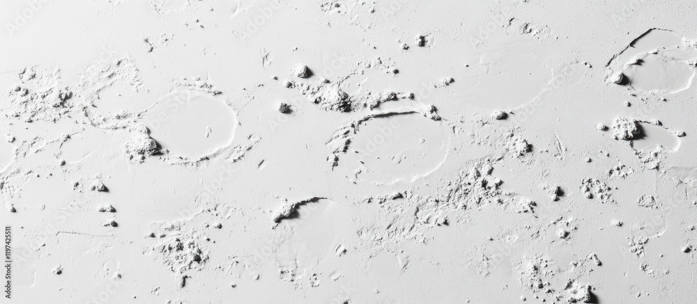 Poster textured white surface with abstract patterns created by footprints and small debris against a light