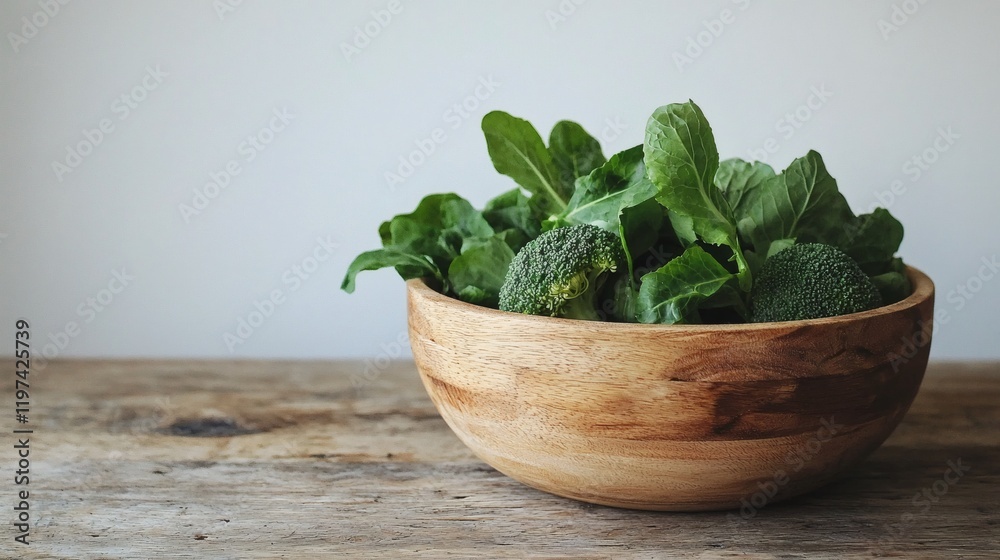 Poster isolated on white background multiple broccoli heads placed in a ceramic bowl for a fresh display st