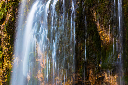 Grunas waterfall 2 km behind the village of Theth in Albania. Theth is a small village in Shkod&euml;r county in Albania. It is a protected landscape area