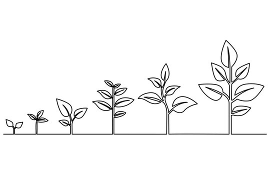 Growth plant processing tree Continuous one line drawing of outline vector icon