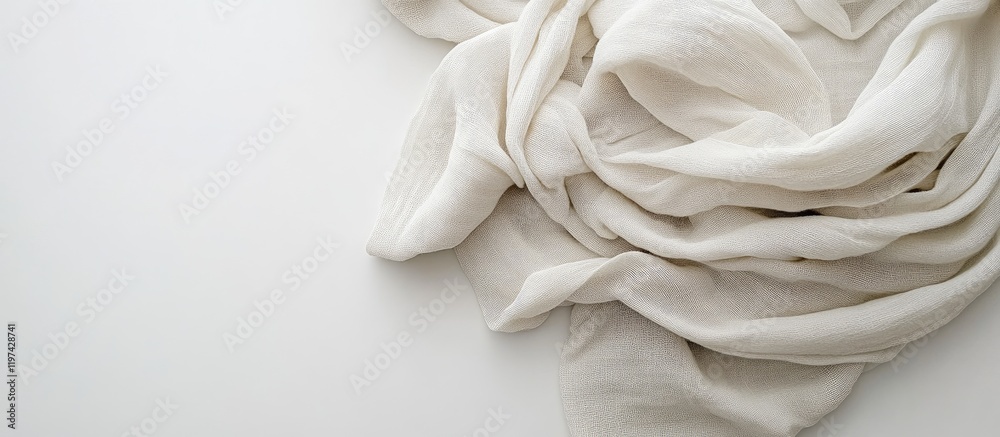Poster light beige textured fabric on a white background with ample copy space for design elements and text