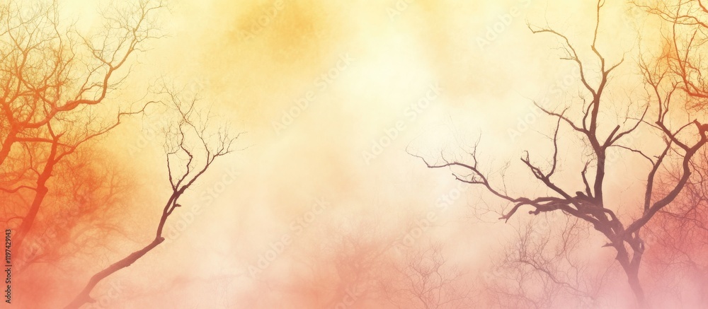 Canvas Prints abstract background with foggy overlay and dark tree silhouettes against a warm gradient sky copy sp