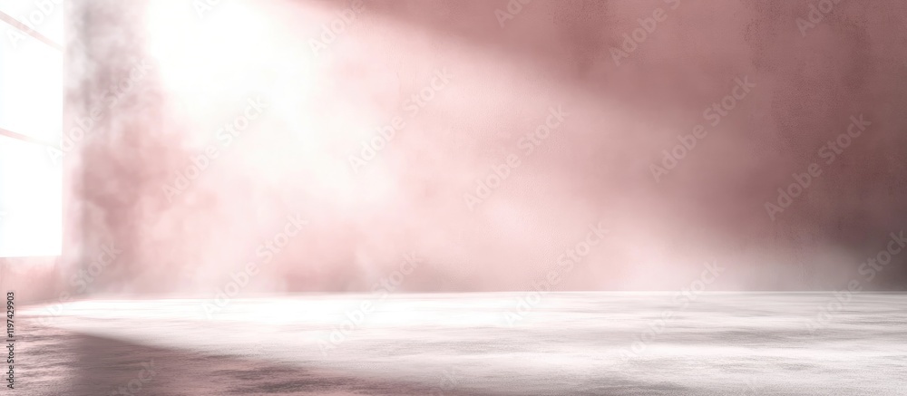 Poster abstract soft lighting background with gentle mist effect and reflective surface, suitable for vario