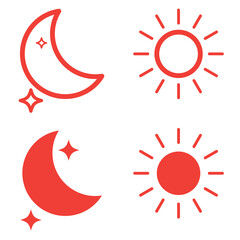 Sun day. Sunset, sun, moon icon concept