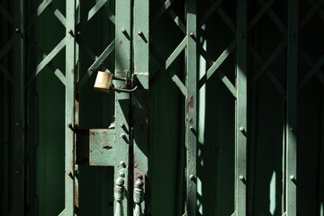 Old lock shutter metal door