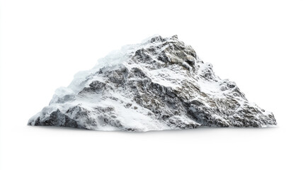 Fototapeta premium a mountain peak with snow and ice isolated on white background.