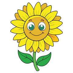 Sunflower Vector Illustration - Beautiful Floral Art on White Background
