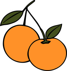 Vector Illustration of Two Oranges with Leaves