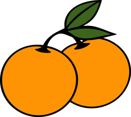 Vector Illustration of Two Oranges with Leaves