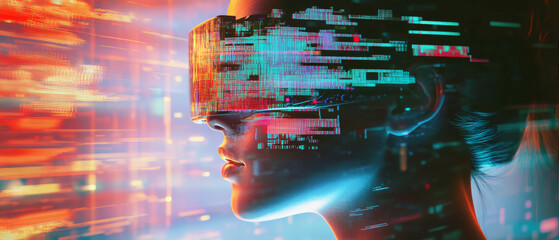 Digital distortion creates a glitch effect highlighting weak signal loss in a futuristic setting