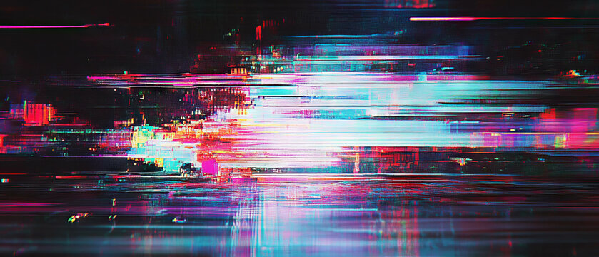 Exploration of digital distortion through glitch effects resembling VHS tapes - Powered by Adobe
