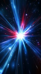 Naklejka premium A 3D rendering of a celestial explosion with colored lights, in a dark background with scattered lights