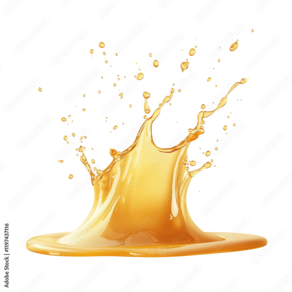 Poster A dynamic image of a golden liquid splashing against a black background showing texture and motion.