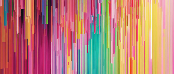 Glitch effect creates colorful distortion with fragmented digital visuals