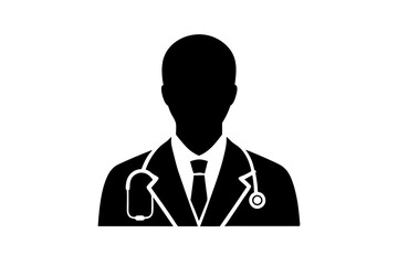 doctor with stethoscope Silhouette vector, doctor with stethoscope icon