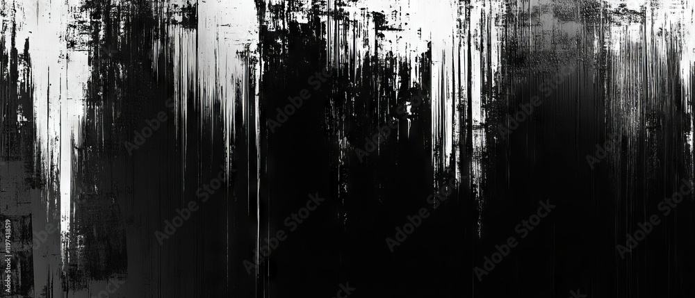 Poster digital distortion creates abstract glitch patterns in contrasting colors for dynamic visual appeal