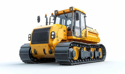 Obraz premium Yellow tracked tractor, studio, white background, construction