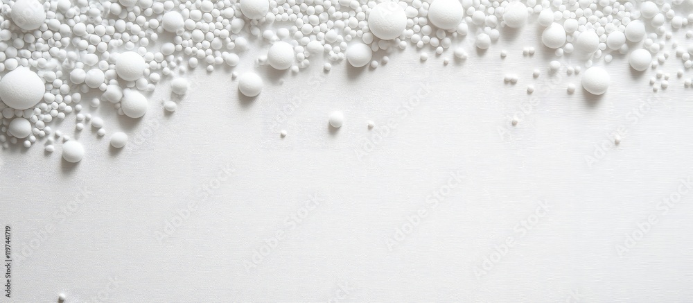 Poster white foam bubbles on a light background with copy space for text or design elements