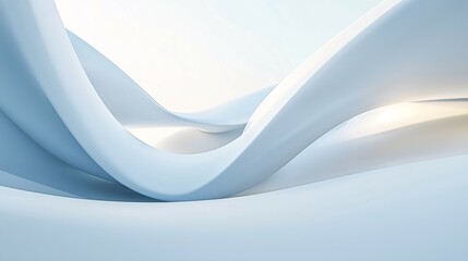 Fototapeta premium Abstract Blue and White Flowing Ribbon Background with soft lighting, and smooth textures