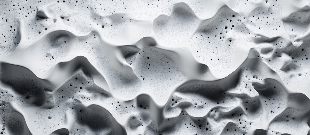 Poster abstract texture of frothy bubbles and smooth waves in monochrome tones for backgrounds and design. 