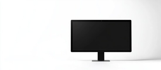 Sleek Black Computer Monitor Isolated on Bright White Background with Ample Blank Space for Customizable Text and Branding Opportunities