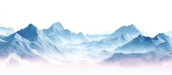 Fototapeta premium Snow-covered mountain landscape with empty space for text or overlay.