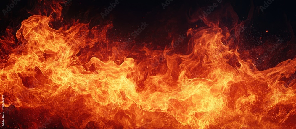Poster abstract background of bright orange and red flames with swirling patterns and copy space for text p