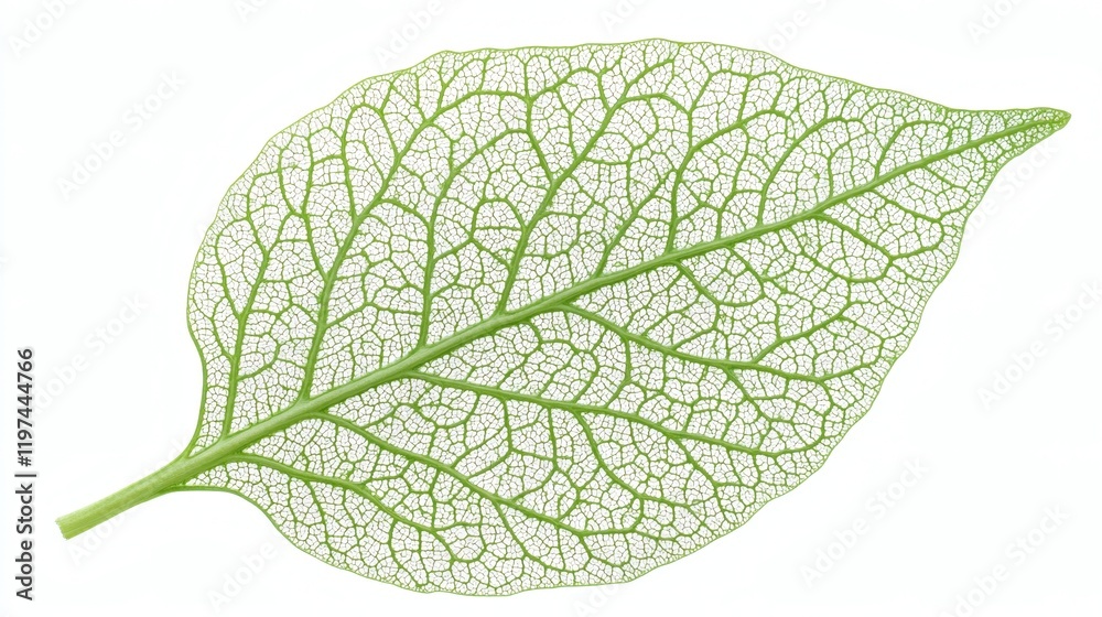 Aufkleber isolated of a single spinach leaf with detailed veins and vibrant green color on a white background 