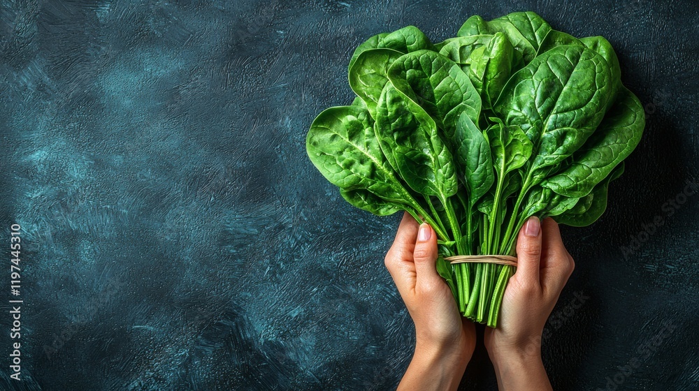 Aufkleber isolated of a bunch of fresh spinach leaves arranged neatly to showcase their crisp texture stock ph