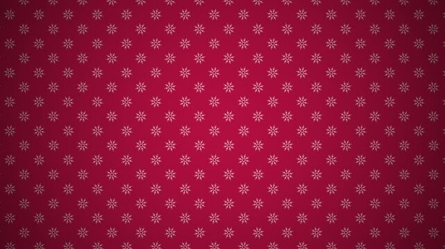 Fondo de color rojo con patrones de copos de nieve rotando con un ligero acercamiento con vi&ntilde;eta. 