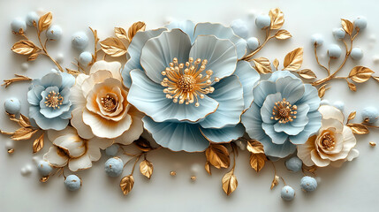 Elegant 3D floral wall art design
