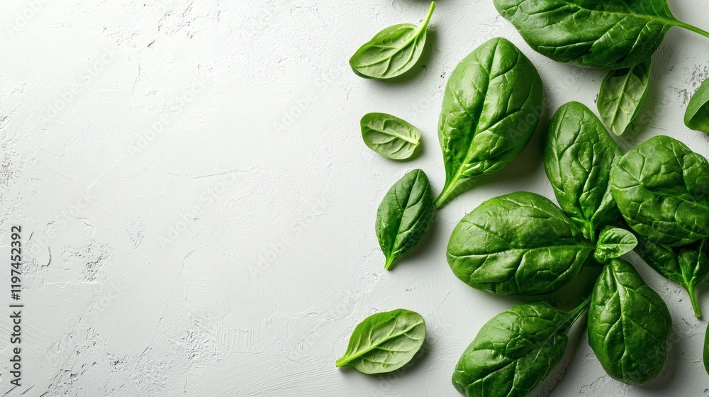 Aufkleber isolated of spinach leaves scattered loosely to create a casual yet fresh presentation stock photo w