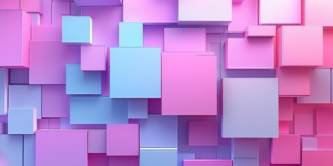 Obraz premium A vibrant composition of overlapping pink and blue geometric shapes, creating a modern and abstract visual texture.