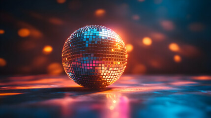 Obraz premium Disco ball party lights stage reflection