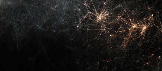 Neural Connections Visualization with Hyperconnectivity Concept on Dark Background Featuring Golden and White Light Highlights Ideal for Technology and Science Themes