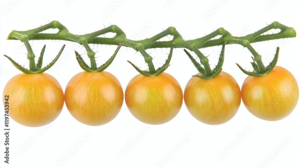 Aufkleber isolated on white background a cluster of fresh tomatoes on the vine showcasing natural texture stoc
